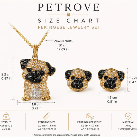 Pug Necklace & Earring Set | Crystal Pavé Dog Memorial Jewelry | Pet Rove