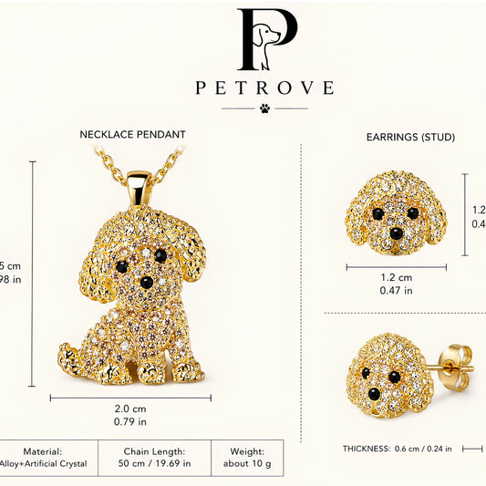 Poodle Necklace & Earring Set | Crystal Pavé Dog Memorial Jewelry | Pet Rove