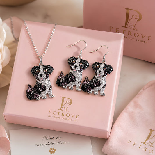 Australian Shepherd Necklace & Earring Set | Crystal Pavé Dog Jewelry | Pet Rove