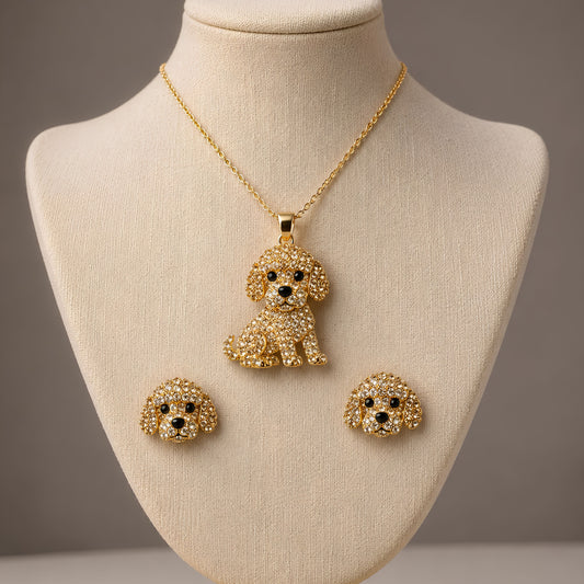 Poodle Necklace & Earring Set | Crystal Pavé Dog Memorial Jewelry | Pet Rove